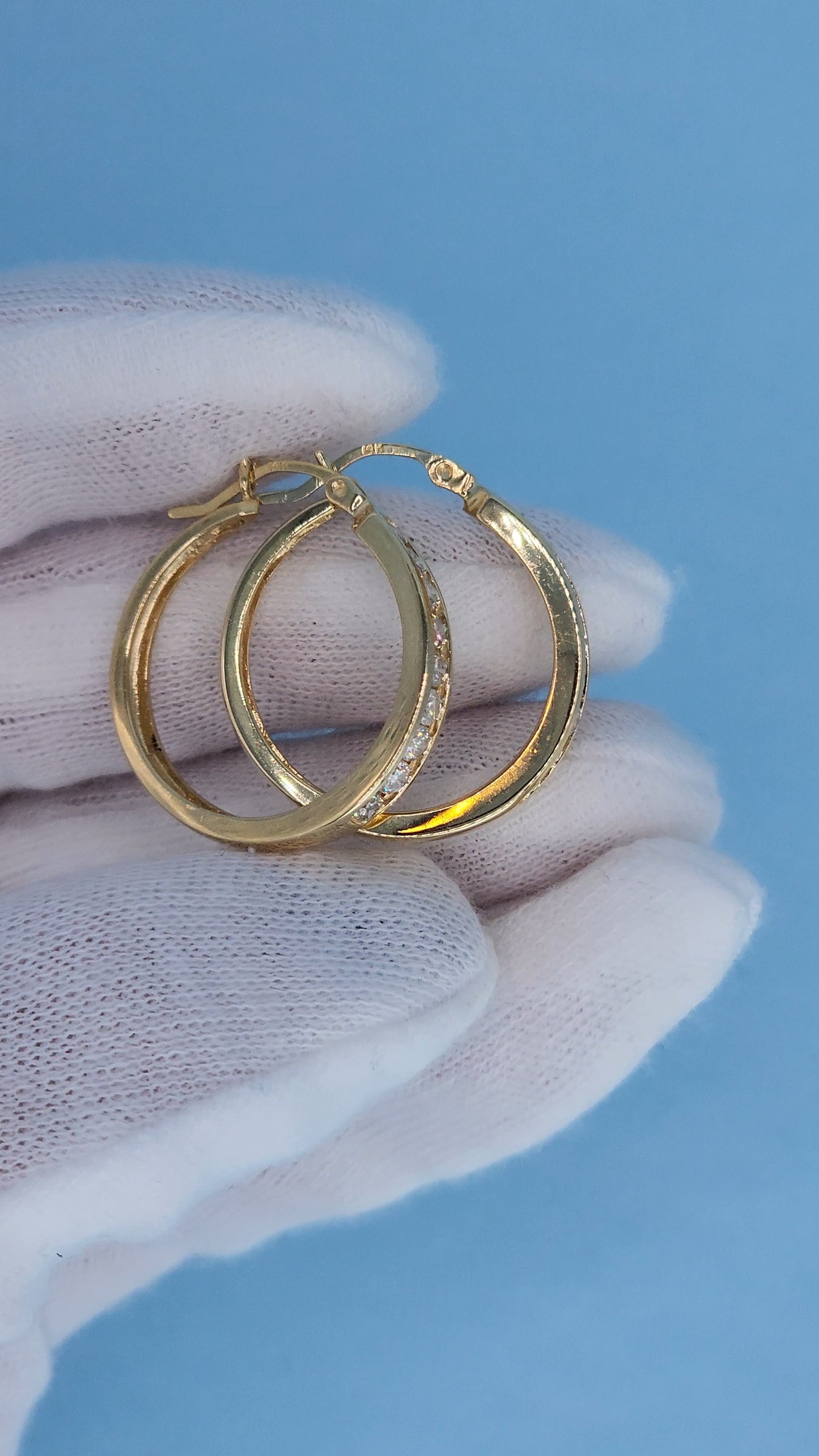 14k Yellow Gold Diamond Hoop Earrings - 1 Carat TW Channel Set, 1-Inch Diameter