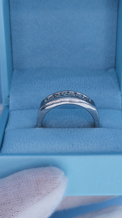 Men’s 14k White Gold Diamond Wedding Band – Two Row Modern Ring with 1 Carat Natural Diamonds