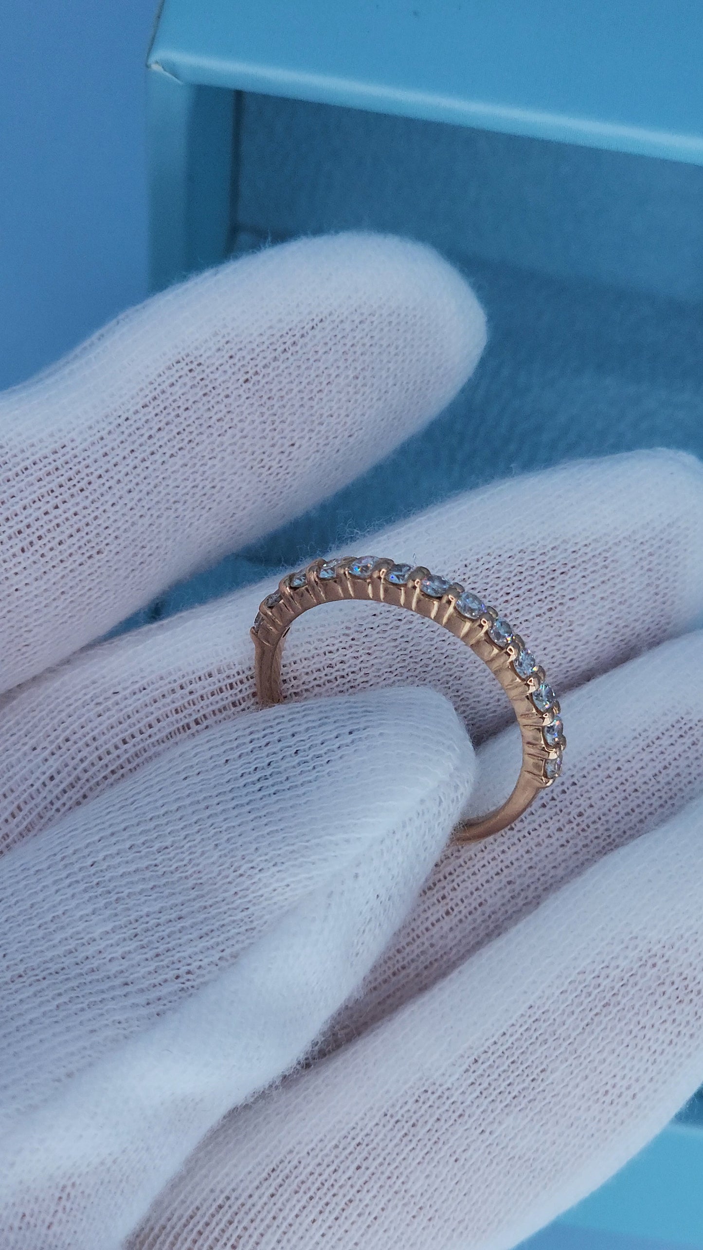 14k Rose Gold Half Eternity Diamond Band for Women – 0.75 Carat Natural Diamonds, Shared Prong Setting, Size 9.5, Elegant Wedding or Anniversary Ring