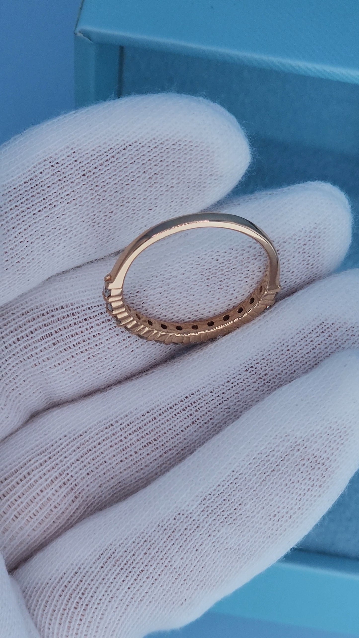 14k Rose Gold Half Eternity Diamond Band for Women – 0.75 Carat Natural Diamonds, Shared Prong Setting, Size 9.5, Elegant Wedding or Anniversary Ring