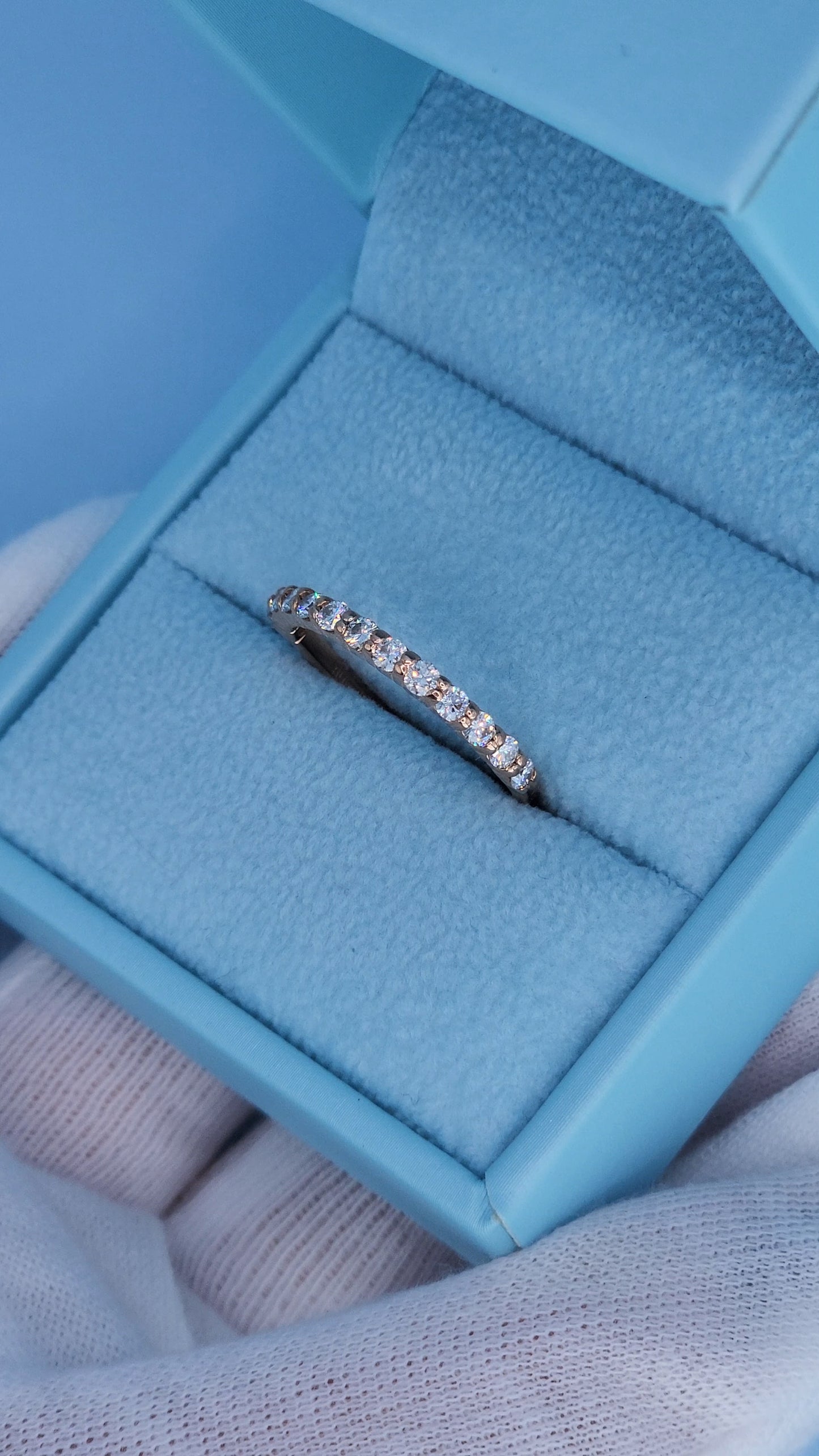 14k Rose Gold Half Eternity Diamond Band for Women – 0.75 Carat Natural Diamonds, Shared Prong Setting, Size 9.5, Elegant Wedding or Anniversary Ring