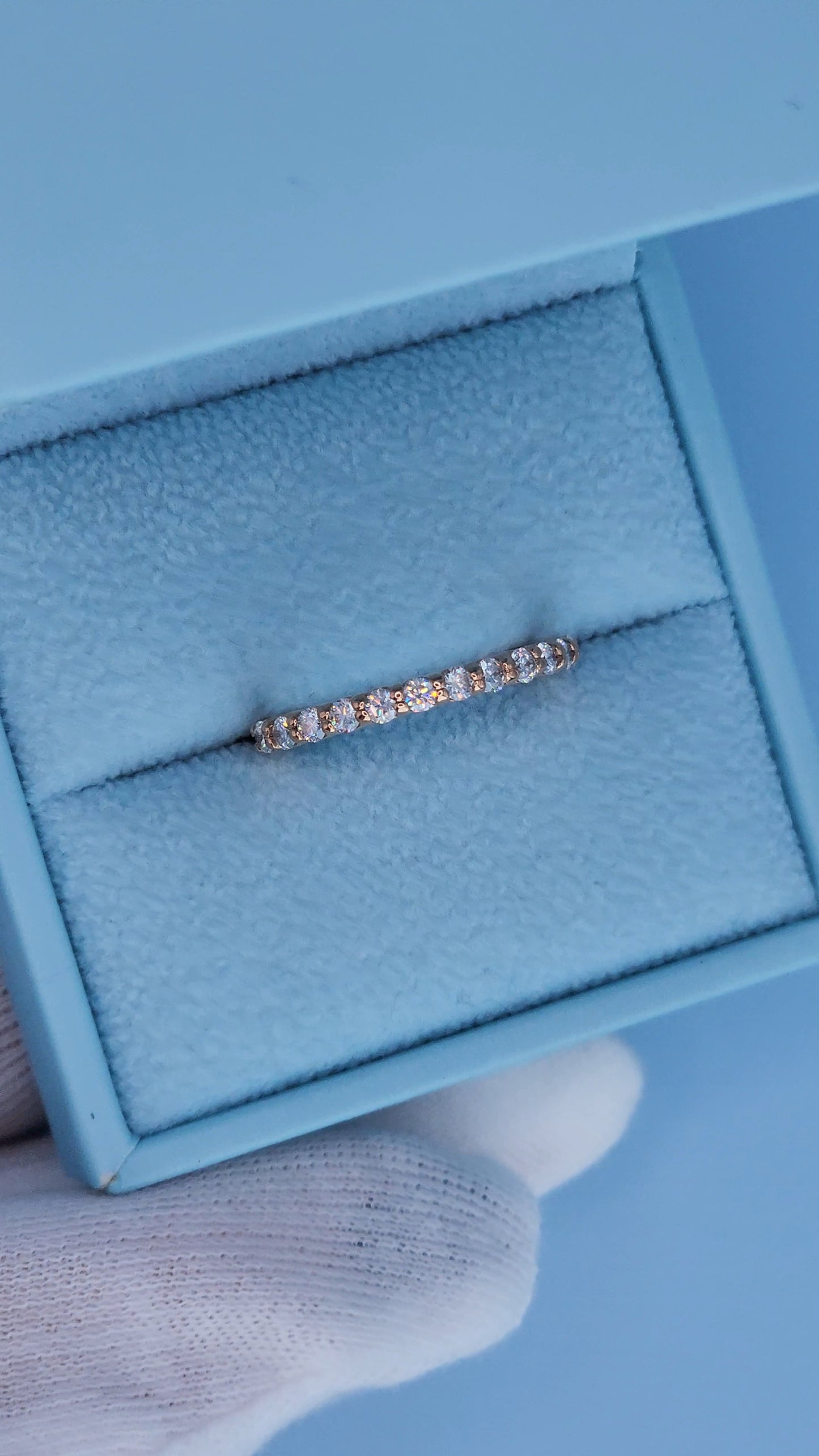 14k Rose Gold Half Eternity Diamond Band for Women – 0.75 Carat Natural Diamonds, Shared Prong Setting, Size 9.5, Elegant Wedding or Anniversary Ring