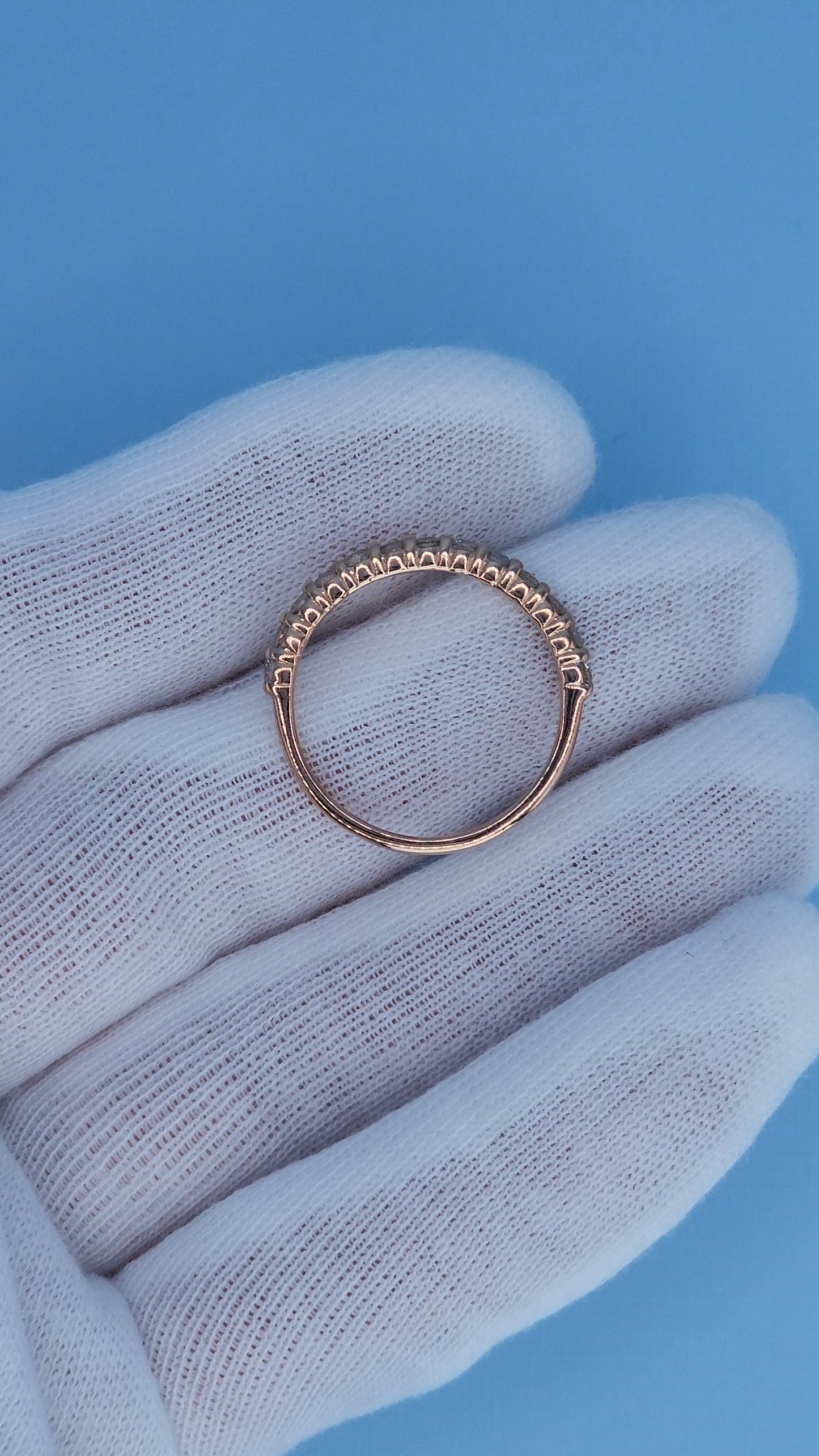 14k Rose Gold Half Eternity Diamond Band for Women – 0.75 Carat Natural Diamonds, Shared Prong Setting, Size 9.5, Elegant Wedding or Anniversary Ring
