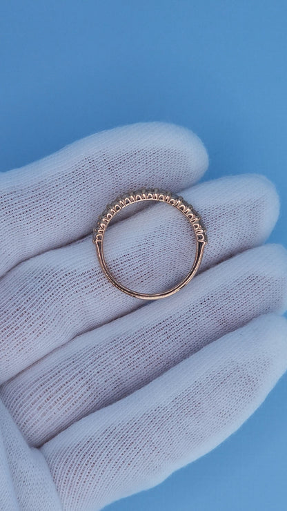 14k Rose Gold Half Eternity Diamond Band for Women – 0.75 Carat Natural Diamonds, Shared Prong Setting, Size 9.5, Elegant Wedding or Anniversary Ring