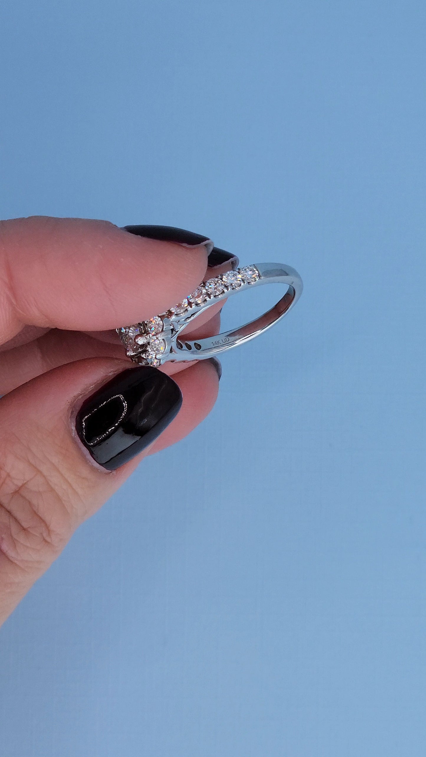 14K White Gold Halo Motif Promise Ring with 1.50 CTW Diamonds | Floral Diamond Ring Size 6.5