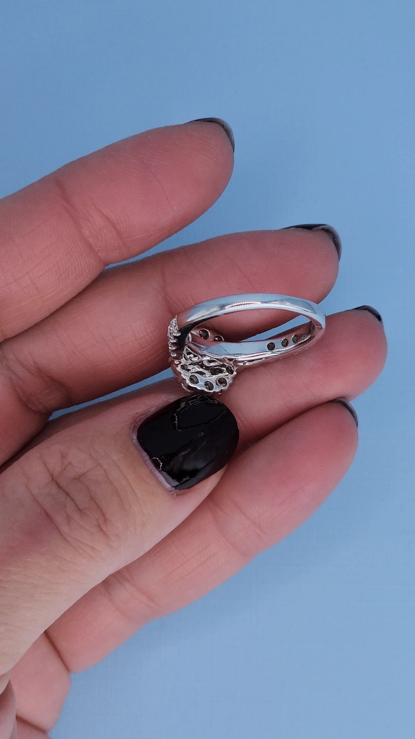 14K White Gold Halo Motif Promise Ring with 1.50 CTW Diamonds | Floral Diamond Ring Size 6.5