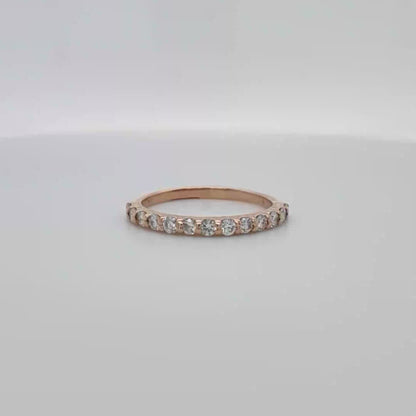 14k Rose Gold Half Eternity Diamond Band for Women – 0.75 Carat Natural Diamonds, Shared Prong Setting, Size 9.5, Elegant Wedding or Anniversary Ring