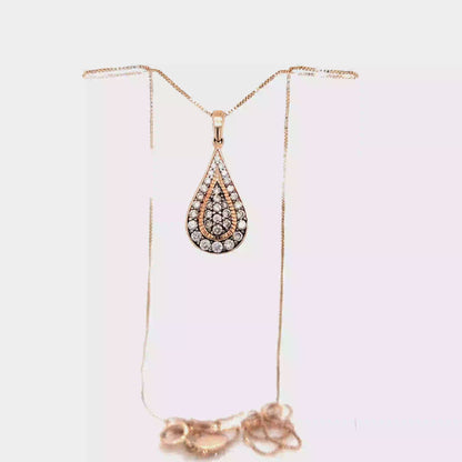 Teardrop Diamond Cluster Pendant Necklace in 10k Rose Gold 18"