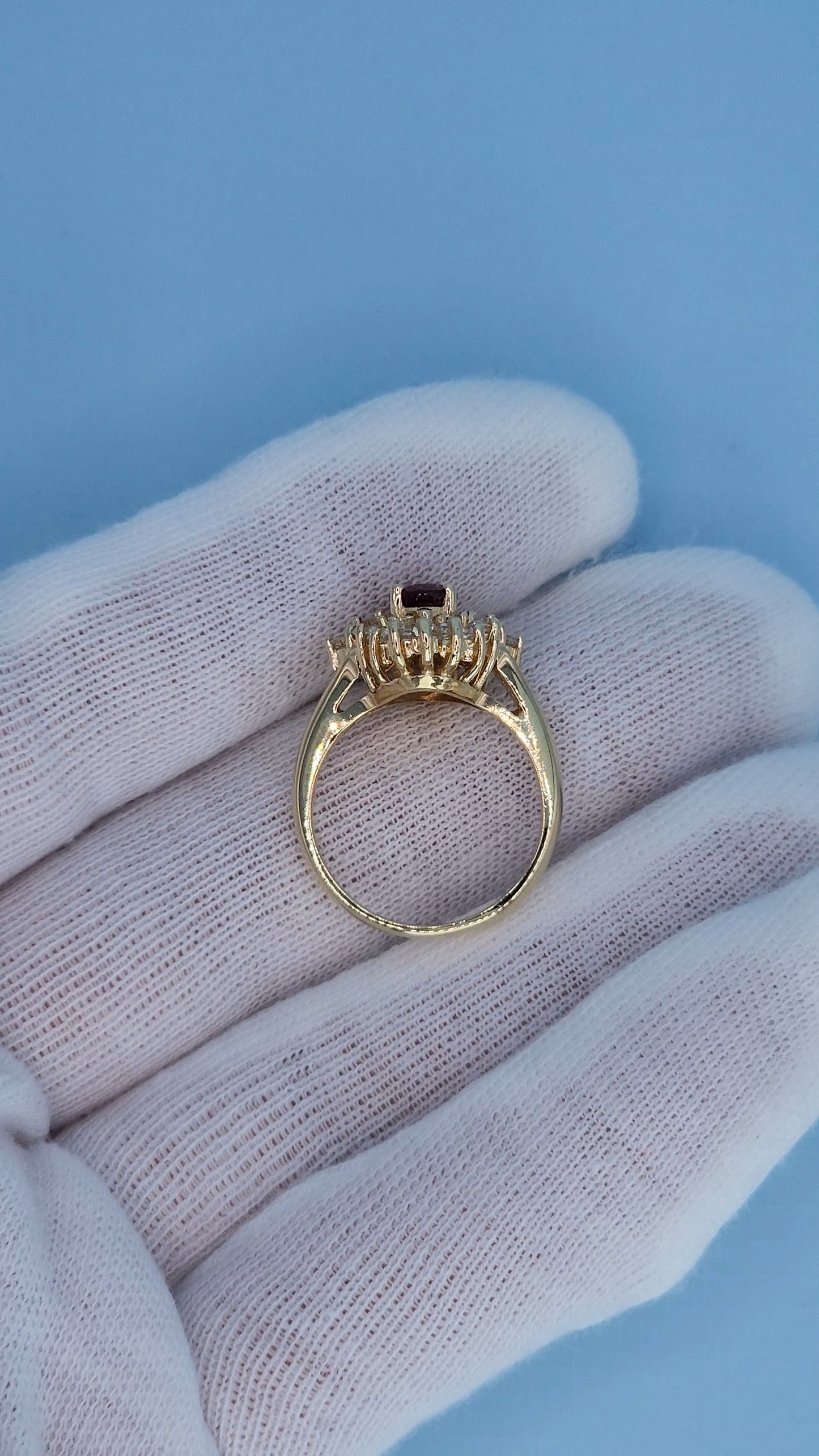 14K Yellow Gold Ruby Ballerina Ring 1.26 CT Oval Deep Red Ruby with 0.90 CTW Baguette & Round Diamonds