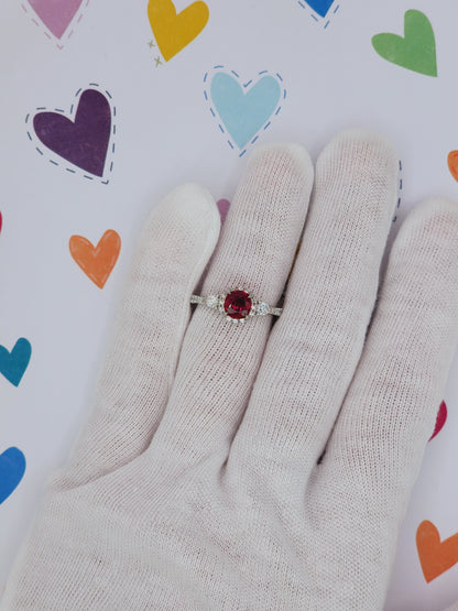 GIA Unheated Cushion Ruby and Diamond Halo Ring in 18k White Gold